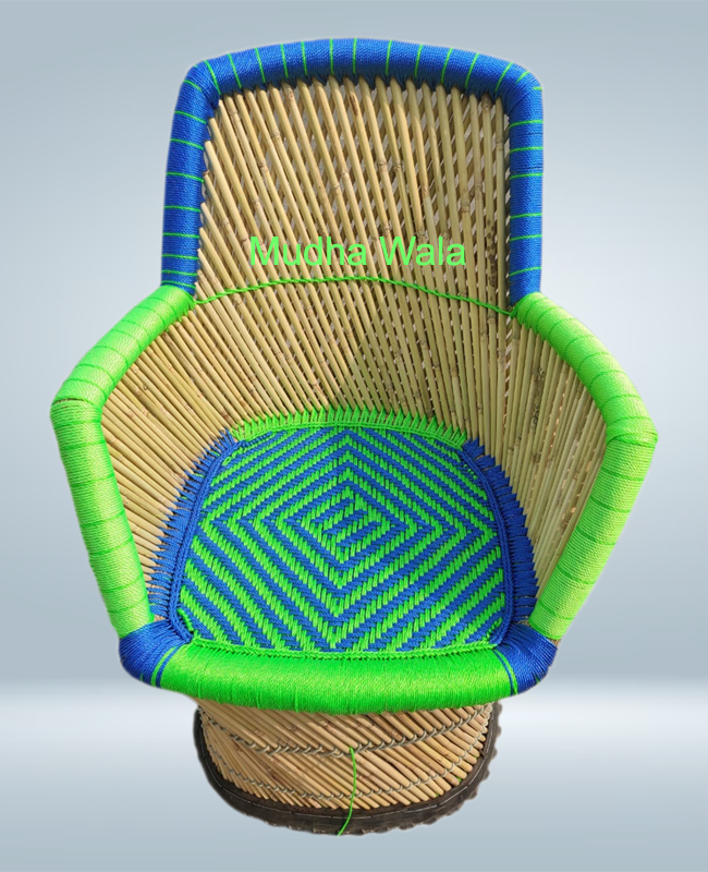 high back mudha chair with handrest Woven in Nylon Rope