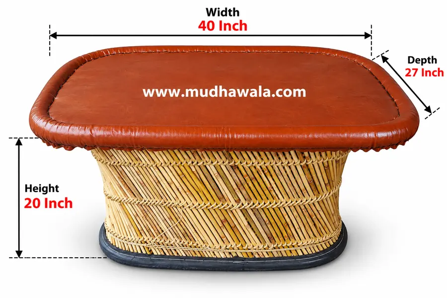 Leatherette Top Mudha Table – Design 01 – TB-01 – handmade by Mudha Wala