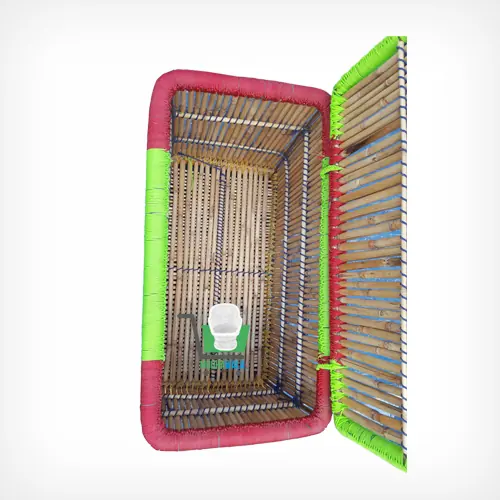 Bamboo Laundry Box With Lid – Design 01 – RK-10 – handmade by Mudha Wala