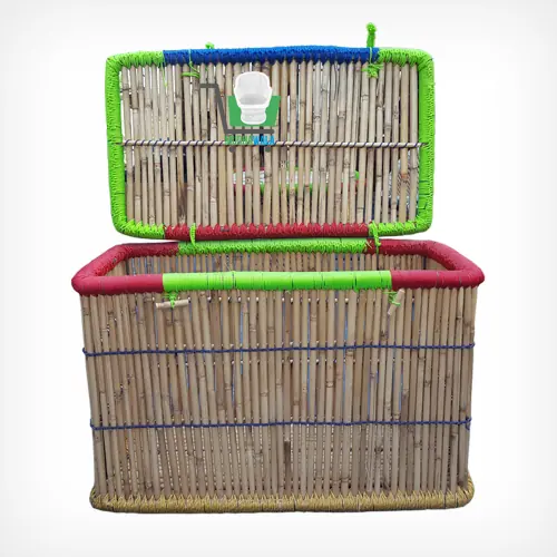 Bamboo Laundry Box With Lid – Design 02 – RK-14 – handmade by Mudha Wala