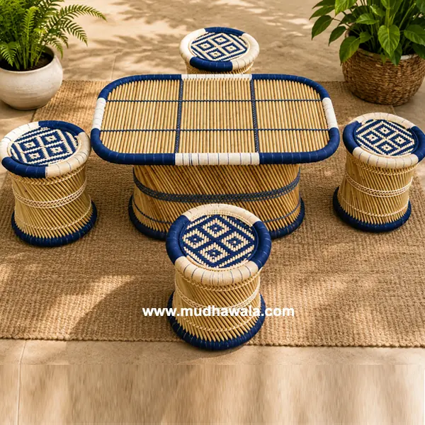 Mudha Stool & Table Set – Design 01 – ST-21 – handmade by Mudha Wala