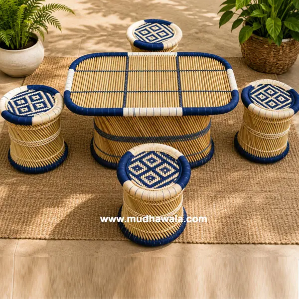 Mudha Stool & Table Set – Design 02 – ST-35 – handmade by Mudha Wala