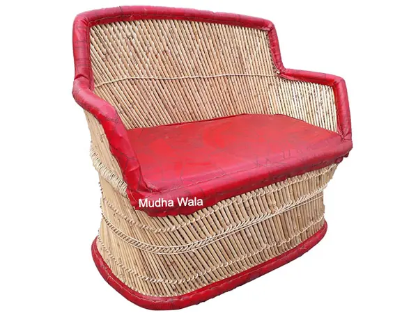 Red Leatherette Mudha Sofa – Design 01 – SF-01 – handmade by Mudha Wala