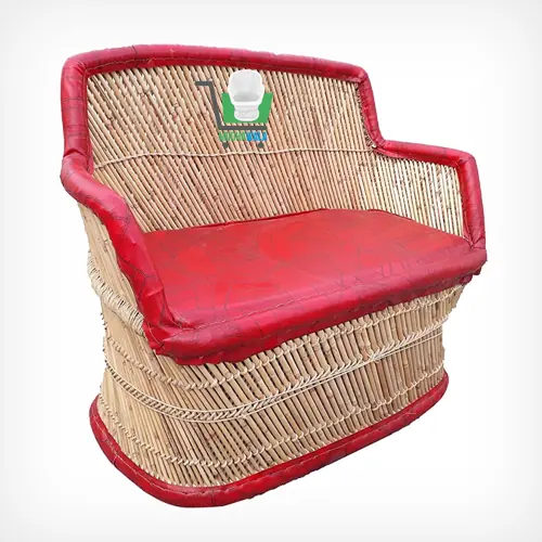 Red Leatherette Mudha Sofa – Design 02 – SF-02 – handmade by Mudha Wala