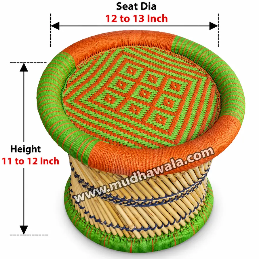 Small Mudha Stool – Design 10 – ST-57 – handmade by Mudha Wala