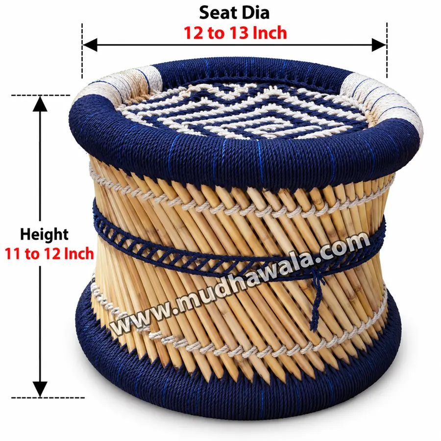Small Mudha Stool – Design 11 – ST-58 – handmade by Mudha Wala