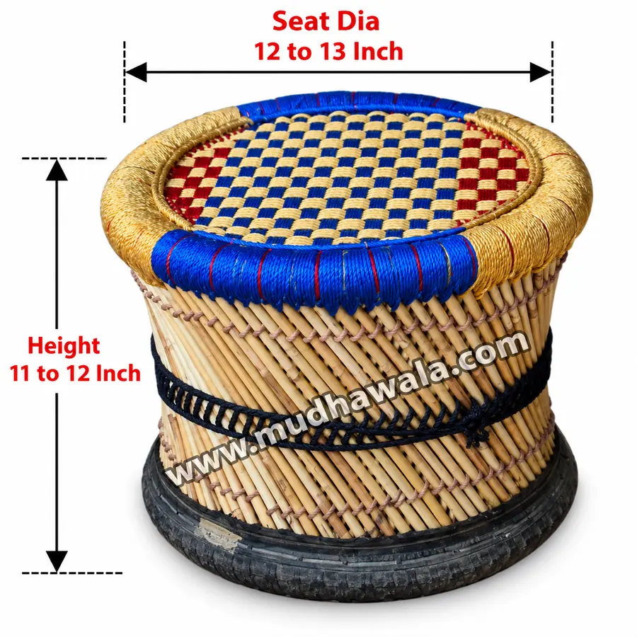 Small Mudha Stool – Design 12 – ST-59 – handmade by Mudha Wala