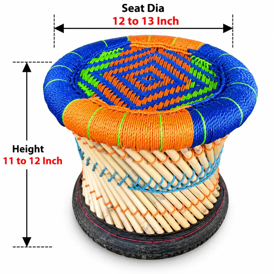 Small Mudha Stool – Design 13 – ST-60 – handmade by Mudha Wala