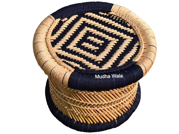Small Mudha Stool – Design 17 – ST-64 – handmade by Mudha Wala