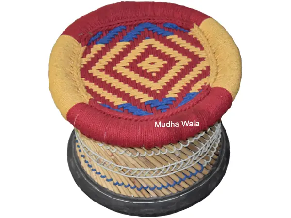 Small Mudha Stool – Design 18 – ST-65 – handmade by Mudha Wala