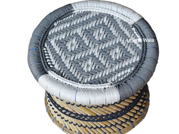 Small Mudha Stool – Design 21 – ST-68 – handmade by Mudha Wala
