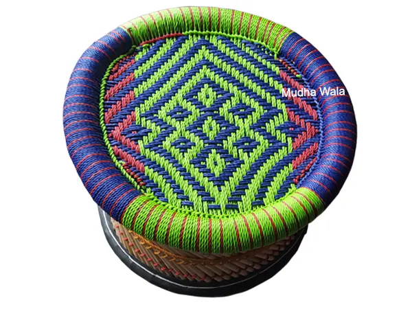 Small Mudha Stool – Design 23 – ST-70 – handmade by Mudha Wala