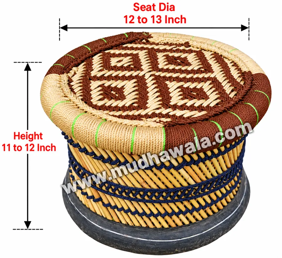 Small Mudha Stool – Design 27 – ST-74 – handmade by Mudha Wala