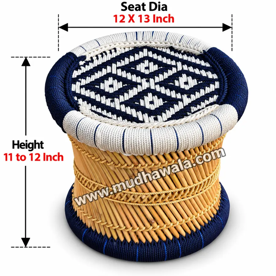 Small Mudha Stool – Design 32 – ST-79 – handmade by Mudha Wala