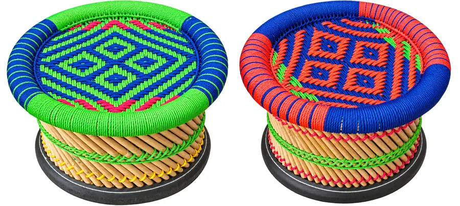 Small Mudha Stool Set – Design 02 – ST-80 – handmade by Mudha Wala