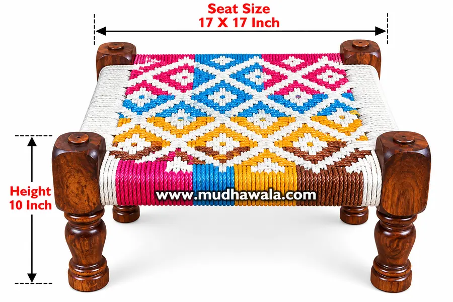 Wooden Pidha – Design 01 – WP-01 – handmade by Mudha Wala