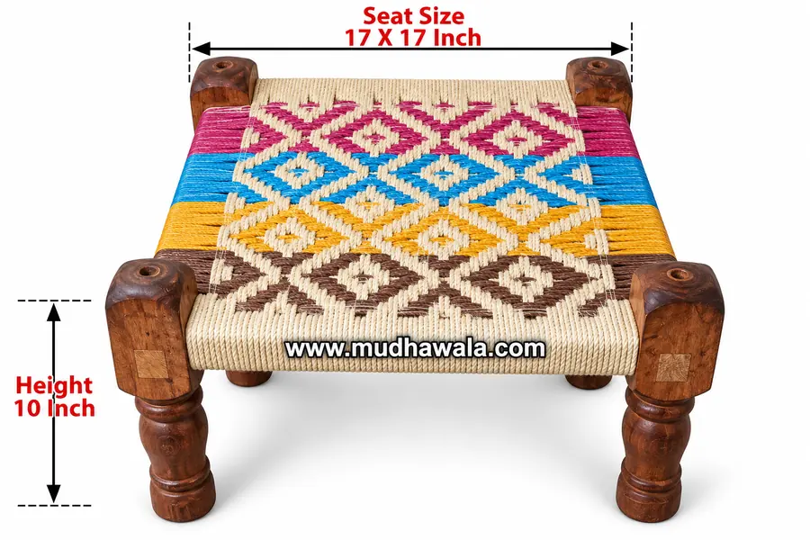 Wooden Pidha – Design 10 – WP-10 – handmade by Mudha Wala