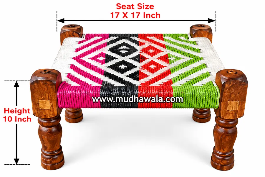 Wooden Pidha – Design 12 – WP-12 – handmade by Mudha Wala