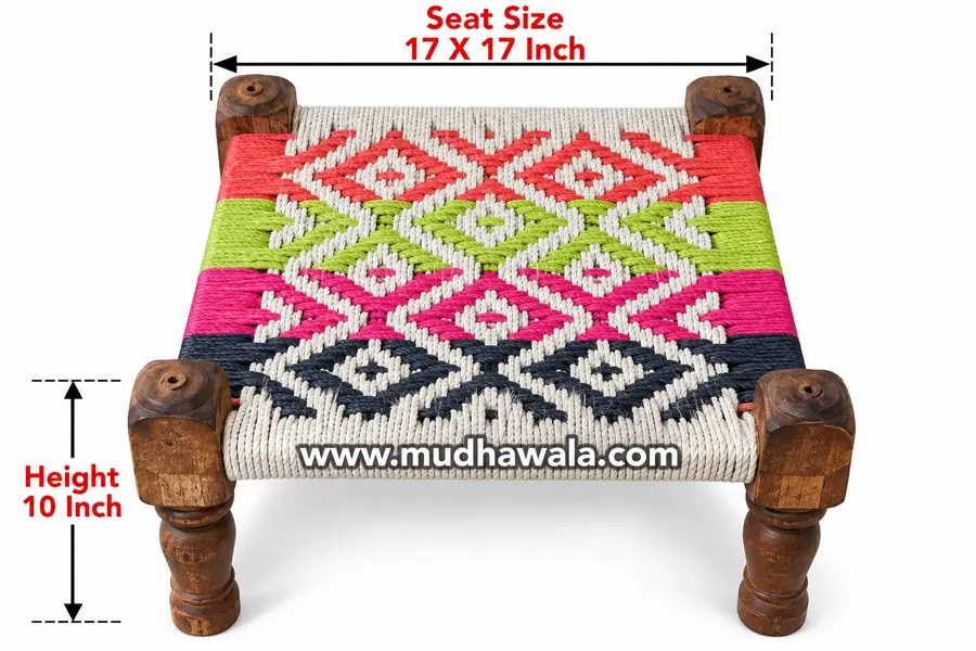 Wooden Pidha – Design 13 – WP-13 – handmade by Mudha Wala