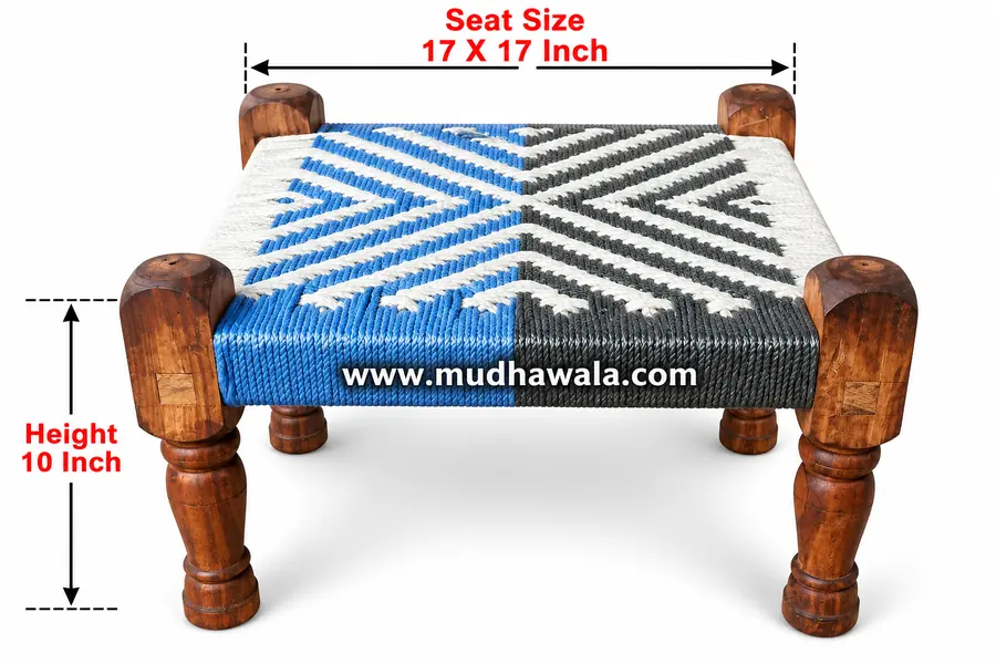 Wooden Pidha – Design 17 – WP-17 – handmade by Mudha Wala