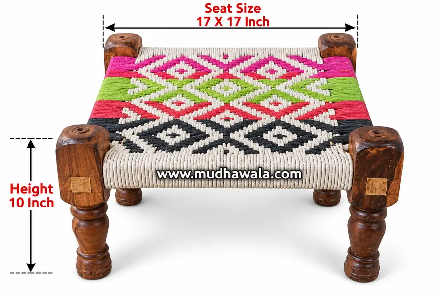 Wooden Pidha – Design 18 – WP-18 – handmade by Mudha Wala