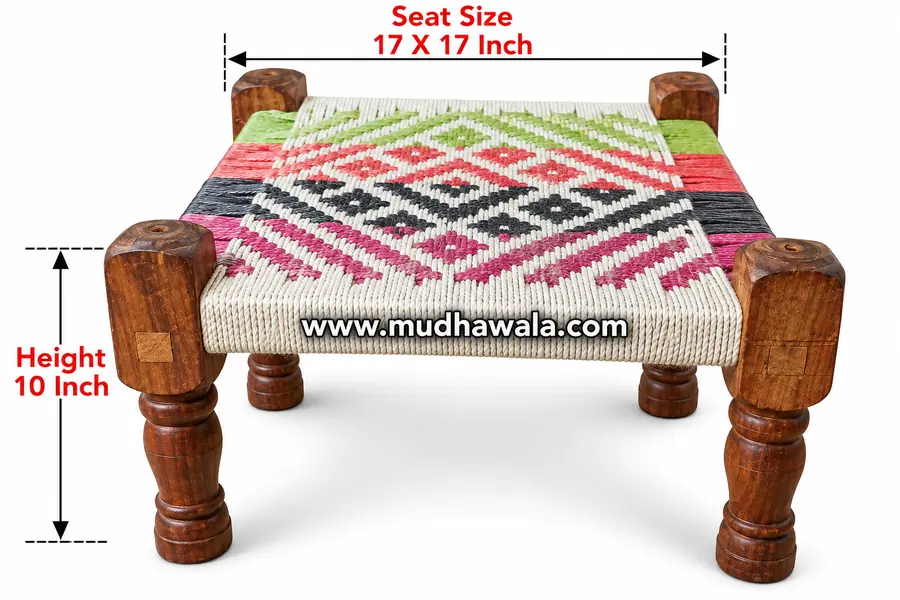 Wooden Pidha – Design 19 – WP-19 – handmade by Mudha Wala