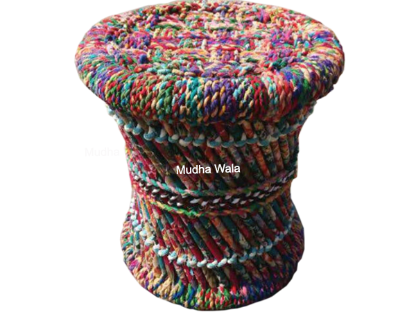 Colorful Cloth Rope Mudda Stool