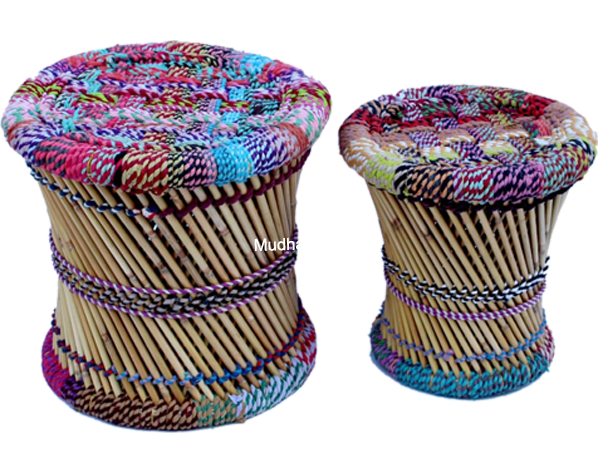 Colorful Cloth Rope Mudda Stool