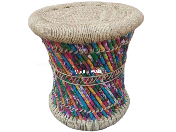 Handmade multicolor bamboo stool