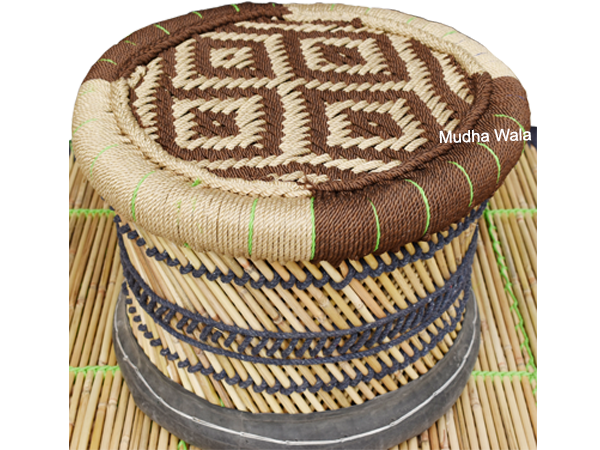 Bamboo Muddi Stool with Resham Rope Made in Farrukhnagar