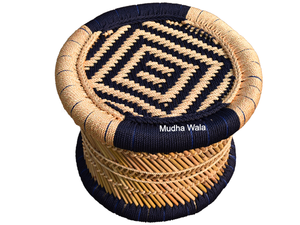 Colorful Bamboo Half Size Muddi Stool for Home Decor