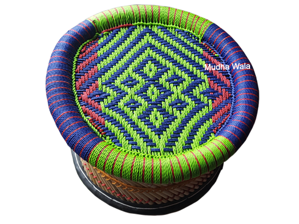 Farrukhnagar Diamond Design Seat Handcrafted Bamboo Muddi Stool
